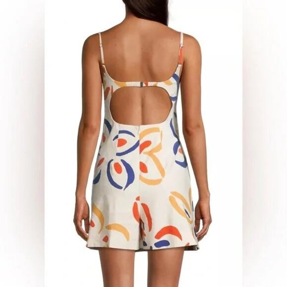 REBECCA TAYLOR White Multicolored Flame Fleur Skirted Romper Size 0 - Picture 2 of 8
